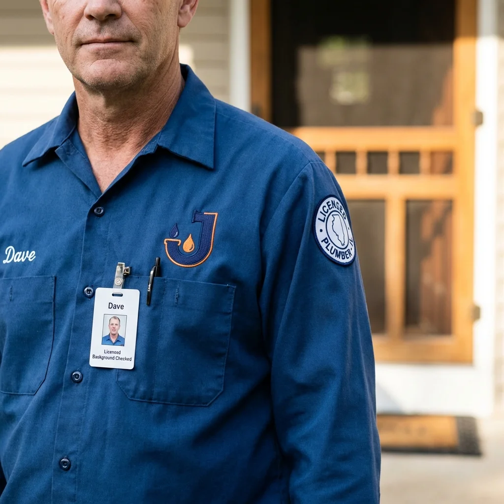 Licensed plumber showing ID badge in Litchfield Park, AZ