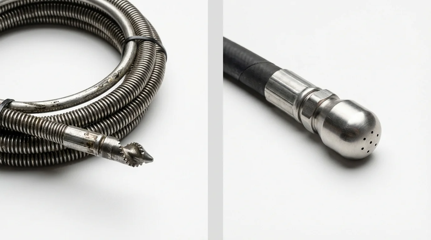Drain snake cable and hydro jetting nozzle used for drain cleaning in Litchfield Park, AZ